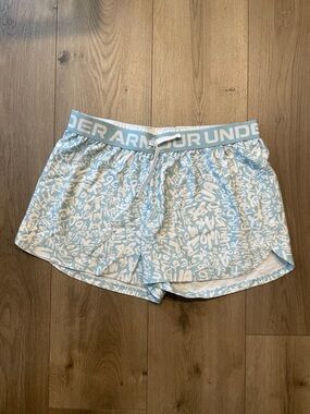Under Armour Light Blue and White Graphic Athletic Shorts